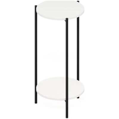 Furinno Besi 2-stöckiger moderner hoher runder Beistelltisch mit stabilen Metallbeinen, Weiß/Schwarz Furinno Besi 2-stöckiger moderner hoher runder Beistelltisch mit stabilen Metallbeinen, Weiß/Schwarz