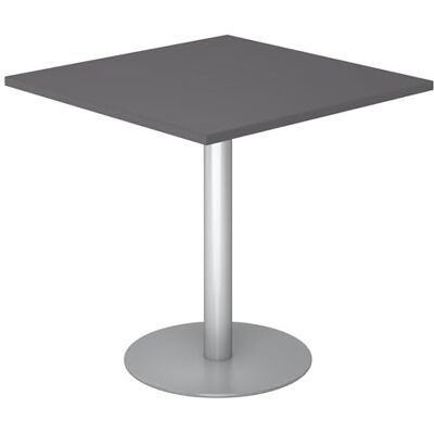 bümö Besprechungstisch, Esstisch klein, Tisch eckig 80x80 cm in Graphit, Gestell: Silber Kleiner Rundtisch für 2 Personen mit Holz-Platte, Säule aus Metall, Konferenztisch, Bistrotisch bümö Besprechungstisch, Esstisch klein, Tisch eckig 80x80 cm in Graphit, Gestell: Silber Kleiner Rundtisch für 2 Personen mit Holz-Platte, Säule aus Metall, Konferenztisch, Bistrotisch