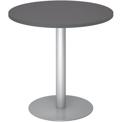 bümö Besprechungstisch, Esstisch klein, Tisch rund 80x80 cm in Graphit, Gestell: Silber Kleiner Rundtisch für 2 Personen mit Holz-Platte, Säule aus Metall, Konferenztisch, Bistrotisch bümö Besprechungstisch, Esstisch klein, Tisch rund 80x80 cm in Graphit, Gestell: Silber Kleiner Rundtisch für 2 Personen mit Holz-Platte, Säule aus Metall, Konferenztisch, Bistrotisch