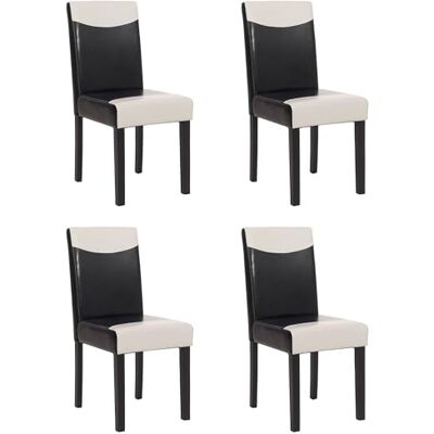 Mendler 4er-Set Stuhl Littau Kunstleder, schwarz-weiß, dunkle Beine Küchenstuhl, Esszimmerstuhl Mendler 4er-Set Stuhl Littau Kunstleder, schwarz-weiß, dunkle Beine Küchenstuhl, Esszimmerstuhl