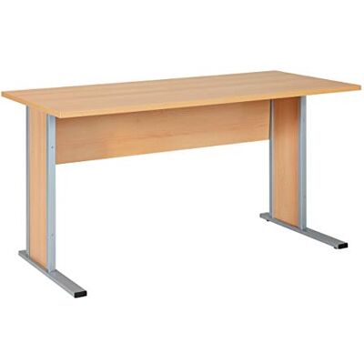 MÖBELPARTNER - buche rechteckiger Schreibtisch silber 140 x 65 cm MÖBELPARTNER - buche rechteckiger Schreibtisch silber 140 x 65 cm