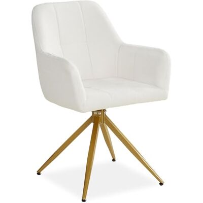 Homestyle4u Polsterstuhl Drehbar Bouclé Beige mit Armlehnen Esszimmerstuhl & Sessel – 360° Drehfunktion, Metallgestell gold, skandinavisches Design, 56x86x60 cm Homestyle4u Polsterstuhl Drehbar Bouclé Beige mit Armlehnen Esszimmerstuhl & Sessel – 360° Drehfunktion, Metallgestell gold, skandinavisches Design, 56x86x60 cm