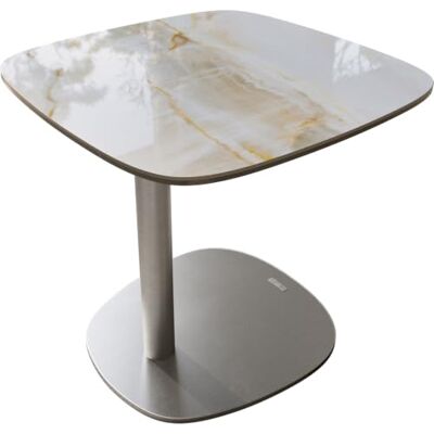 DELIFE Beistelltisch Edge Boot 50x50 cm Keramik Onyx Pearl Eleny Edelstahl gebürstet DELIFE Beistelltisch Edge Boot 50x50 cm Keramik Onyx Pearl Eleny Edelstahl gebürstet