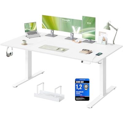 VASAGLE Höhenverstellbarer Schreibtisch, 180 x 80 cm, USB-C-Anschluss, Ablage für Steckdosenleiste, Stehtisch, Erinnerung bei langem Sitzen, 3 Speichertasten, für Büro, mattweiß LSD148WZ02 VASAGLE Höhenverstellbarer Schreibtisch, 180 x 80 cm, USB-C-Anschluss, Ablage für Steckdosenleiste, Stehtisch, Erinnerung bei langem Sitzen, 3 Speichertasten, für Büro, mattweiß LSD148WZ02