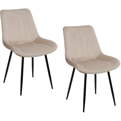 Baroni Home 2er-Set Moderne Stühle mit Samtpolsterung und schwarzen Stahlbeinen, Wohnzimmersessel, Schlafzimmer, Esszimmer, Beige, 53x86x44 cm Baroni Home 2er-Set Moderne Stühle mit Samtpolsterung und schwarzen Stahlbeinen, Wohnzimmersessel, Schlafzimmer, Esszimmer, Beige, 53x86x44 cm