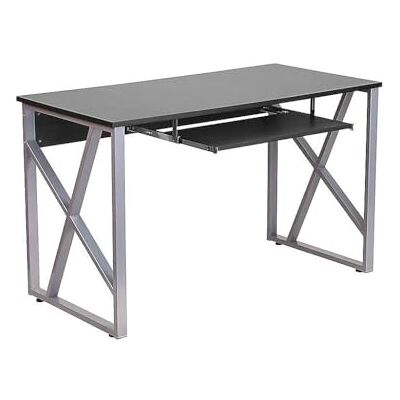 Flash Furniture Salvador Computertisch mit ausziehbarer Tastaturablage und Kreuzstrebenrahmen Schwarz Flash Furniture Salvador Computertisch mit ausziehbarer Tastaturablage und Kreuzstrebenrahmen Schwarz