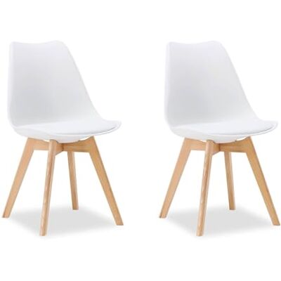 Homestyle4u 2er Set Küchenstuhl Weiß Esszimmerstuhl Scandi Design Moderne Schalenstühle mit stabilen Holzbeinen, ergonomische Sitzschale für Küche und Esszimmer, pflegeleichter Kunststoff Homestyle4u 2er Set Küchenstuhl Weiß Esszimmerstuhl Scandi Design Moderne Schalenstühle mit stabilen Holzbeinen, ergonomische Sitzschale für Küche und Esszimmer, pflegeleichter Kunststoff
