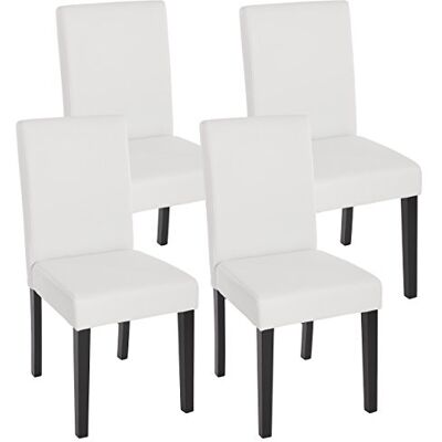 Mendler 4er-Set Stuhl Littau Kunstleder, weiß matt, dunkle Beine Küchenstuhl, Esszimmerstuhl Mendler 4er-Set Stuhl Littau Kunstleder, weiß matt, dunkle Beine Küchenstuhl, Esszimmerstuhl