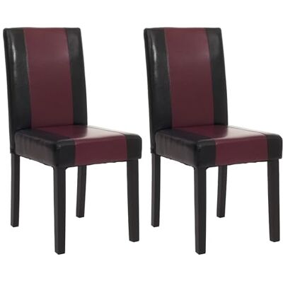Mendler 2er-Set Stuhl Littau Kunstleder, schwarz-rot, dunkle Beine Esszimmerstuhl, Küchenstuhl Mendler 2er-Set Stuhl Littau Kunstleder, schwarz-rot, dunkle Beine Esszimmerstuhl, Küchenstuhl