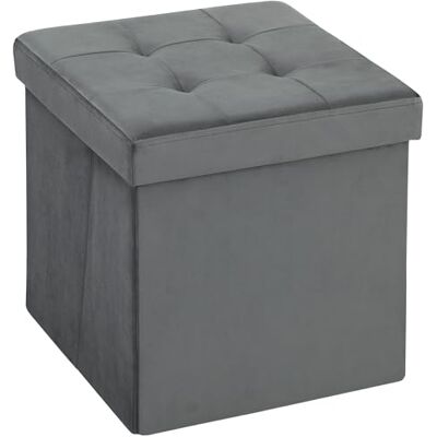 HOMCOM Sitzhocker mit Stauraum Klappbar Hocker mit Deckel, Fußhocker Sitzwürfel Polsterhocker mit Samtoptik 38 x 38 x 38 cm Grau HOMCOM Sitzhocker mit Stauraum Klappbar Hocker mit Deckel, Fußhocker Sitzwürfel Polsterhocker mit Samtoptik 38 x 38 x 38 cm Grau