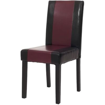 Mendler Esszimmerstuhl Littau, Kunstleder schwarz/rot, dunkle Beine Küchenstuhl, Stuhl Mendler Esszimmerstuhl Littau, Kunstleder schwarz/rot, dunkle Beine Küchenstuhl, Stuhl