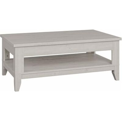 Forte MIRAMARE Couchtisch 100 110, Landhausstil Sofatisch mit offenem Ablagefach, Holzwerkstoff, Pinie Weiß Holzdekor, 109,6 cm breit x 42,7 cm hoch x 64,8 cm tief Forte MIRAMARE Couchtisch 100 110, Landhausstil Sofatisch mit offenem Ablagefach, Holzwerkstoff, Pinie Weiß Holzdekor, 109,6 cm breit x 42,7 cm hoch x 64,8 cm tief