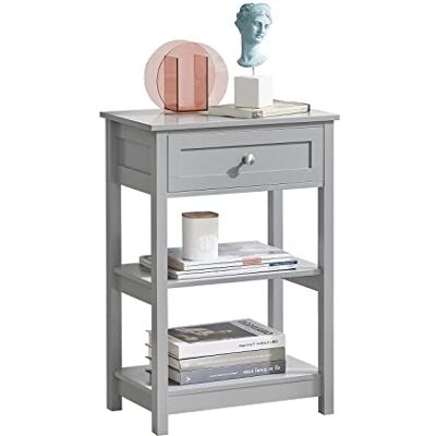 SoBuy FBT46-HG Beistelltisch Nachttisch Couchtisch in hellgrau mit Einer Schublade und 2 Ablagen BHT ca: 45x69x30cm SoBuy FBT46-HG Beistelltisch Nachttisch Couchtisch in hellgrau mit Einer Schublade und 2 Ablagen BHT ca: 45x69x30cm