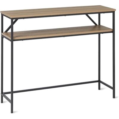Amazon Rechteckiger Konsolentisch mit Ablage, Stahlrahmen, 30cm (T) x 100cm (B) x 80cm (H), Eichenholzoptik Amazon Rechteckiger Konsolentisch mit Ablage, Stahlrahmen, 30cm (T) x 100cm (B) x 80cm (H), Eichenholzoptik