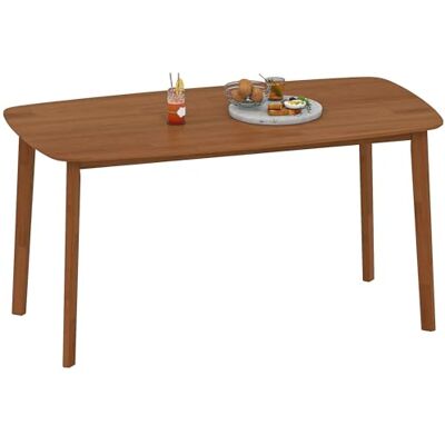 HOMCOM Esstisch 150 x 80 cm Küchentisch für 6 Personen Esszimmertisch im Landhaus-Stil Holztisch für Küche, Esszimmer und Wohnzimmer Hellbraun HOMCOM Esstisch 150 x 80 cm Küchentisch für 6 Personen Esszimmertisch im Landhaus-Stil Holztisch für Küche, Esszimmer und Wohnzimmer Hellbraun