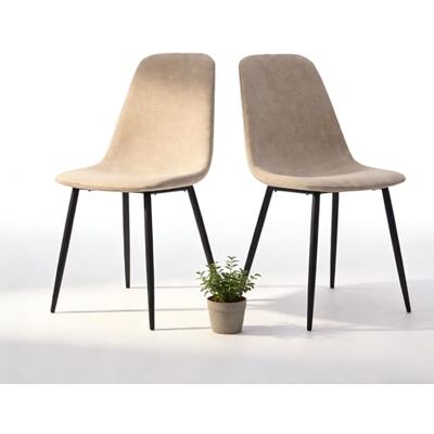 NJLyuhome 2er Set Esszimmerstühle mit Metallgestell, pulverbeschichtetes Stahlrohr in Schwarz, Stoffbezug mit Schaumpolsterung, in 2 Farben: Beige & Khaki, Elegante Maße 43x52x84,5 cm, einfache Montage NJLyuhome 2er Set Esszimmerstühle mit Metallgestell, pulverbeschichtetes Stahlrohr in Schwarz, Stoffbezug mit Schaumpolsterung, in 2 Farben: Beige & Khaki, Elegante Maße 43x52x84,5 cm, einfache Montage