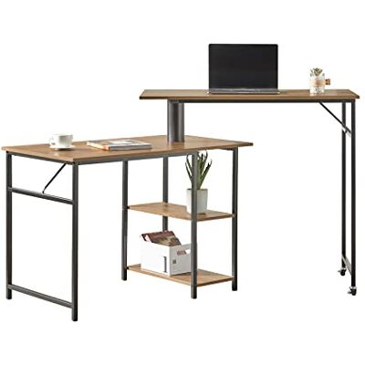 SoBuy FWT93-F Schreibtisch mit 2 Ablagen 360 Grad drehbarer Bartisch Computertisch mit Rollen Arbeitstisch Bürotisch für Homeoffice Tisch Bistrotisch Stehtisch Industrie-Design BHT ca.: 172x100x60cm SoBuy FWT93-F Schreibtisch mit 2 Ablagen 360 Grad drehbarer Bartisch Computertisch mit Rollen Arbeitstisch Bürotisch für Homeoffice Tisch Bistrotisch Stehtisch Industrie-Design BHT ca.: 172x100x60cm
