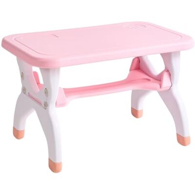 Beliani Kindertisch mit 2 Stühlen Kunststoff rosa/weiß Tiermotiv Bär Sitzgruppe fürs Kinderzimmer Bollon Beliani Kindertisch mit 2 Stühlen Kunststoff rosa/weiß Tiermotiv Bär Sitzgruppe fürs Kinderzimmer Bollon