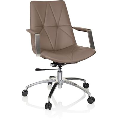 hjh OFFICE 670982 Drehstuhl SARANTO II PU Taupe Sessel im Retro-Look mit Rollen, höhenverstellbar, Kunstlederbezug hjh OFFICE 670982 Drehstuhl SARANTO II PU Taupe Sessel im Retro-Look mit Rollen, höhenverstellbar, Kunstlederbezug