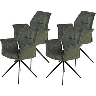 Hela Tische , 4er Set Armlehnenstuhl Sessel Susanne, Mikrofaser Velvert + Webstoff Grün, Metallgestell Schwarz, 360° drehbar, Armlehne Hela Tische , 4er Set Armlehnenstuhl Sessel Susanne, Mikrofaser Velvert + Webstoff Grün, Metallgestell Schwarz, 360° drehbar, Armlehne