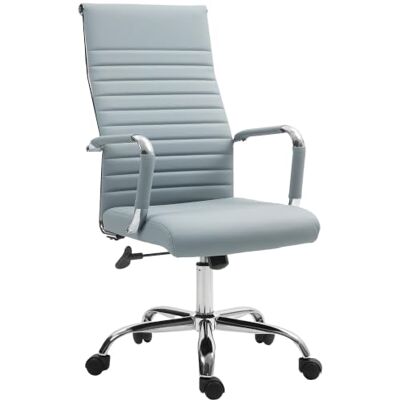 Vinsetto Bürostuhl Ergonomischer Schreibtischstuhl mit Armlehne, Höhenverstellbarer Drehstuhl mit Wippfunktion, Kunstleder, Gepolstert Computerstuhl, Hellgrau Vinsetto Bürostuhl Ergonomischer Schreibtischstuhl mit Armlehne, Höhenverstellbarer Drehstuhl mit Wippfunktion, Kunstleder, Gepolstert Computerstuhl, Hellgrau
