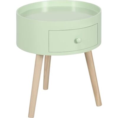 HOMCOM Couchtisch Runder Beistelltisch mit Schublade, Grün Skandinavisches Design, Couchtisch, konisch abgeschrägte Beine, Massivholz HOMCOM Couchtisch Runder Beistelltisch mit Schublade, Grün Skandinavisches Design, Couchtisch, konisch abgeschrägte Beine, Massivholz