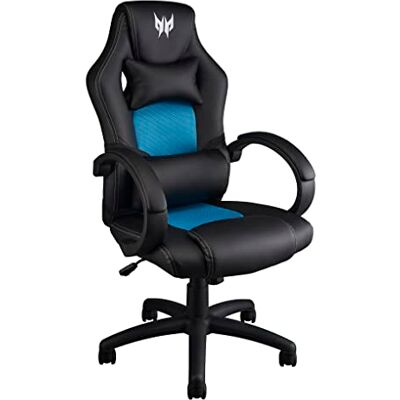 Acer Predator Rift Essential Gaming Stuhl (Lendenwirbelstütze und ergonomische Kopfstütze, ultraweiche Armlehnen, breite Sitzfläche, für Nutzer bis zu 150 kg) schwarz/blau Acer Predator Rift Essential Gaming Stuhl (Lendenwirbelstütze und ergonomische Kopfstütze, ultraweiche Armlehnen, breite Sitzfläche, für Nutzer bis zu 150 kg) schwarz/blau