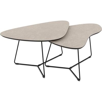 Hela Tische , Couchtisch 2er Set Pisa, Cashmere mit Steinstruktur,Gestell Metall Rundrohr, Ø 87+83cm Hela Tische , Couchtisch 2er Set Pisa, Cashmere mit Steinstruktur,Gestell Metall Rundrohr, Ø 87+83cm