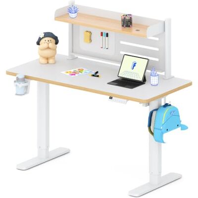 FlexiSpot Kinderschreibtisch höhenverstellbar elektrisch 110 × 52 cm, Weiß Mit LED-Höhenanzeige, 3 Speicherplätzen, Becherhalter & Haken, ergonomischer, pflegeleichter Tischplatte & einfacher Montage FlexiSpot Kinderschreibtisch höhenverstellbar elektrisch 110 × 52 cm, Weiß Mit LED-Höhenanzeige, 3 Speicherplätzen, Becherhalter & Haken, ergonomischer, pflegeleichter Tischplatte & einfacher Montage