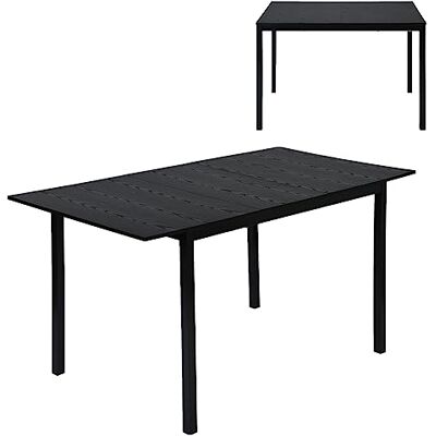 MEUBLE COSY Esstisch Ausziehbar Küchentisch für 4-6 Personen Vintage Industrial Esszimmertisch Metallgestell für Esszimmer, Küche, 120-160x80x75cm, Schwarz MEUBLE COSY Esstisch Ausziehbar Küchentisch für 4-6 Personen Vintage Industrial Esszimmertisch Metallgestell für Esszimmer, Küche, 120-160x80x75cm, Schwarz
