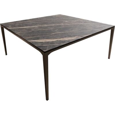 DELIFE Wohnzimmertisch Levente Keramik Laminam® Noir Desir Braun 85x85 cm Gestell Metall Effektfinish Titan DELIFE Wohnzimmertisch Levente Keramik Laminam® Noir Desir Braun 85x85 cm Gestell Metall Effektfinish Titan