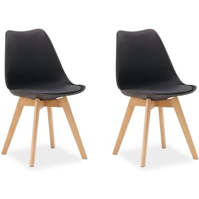 Homestyle4u 2er Set Esszimmerstühle Design Küchenstuhl Schwarz & Holz Skandinavischer Schalenstuhl mit Holzbeinen Ergonomischer Polsterstuhl für Wohnzimmer und Küche Robust & Pflegeleicht Homestyle4u 2er Set Esszimmerstühle Design Küchenstuhl Schwarz & Holz Skandinavischer Schalenstuhl mit Holzbeinen Ergonomischer Polsterstuhl für Wohnzimmer und Küche Robust & Pflegeleicht