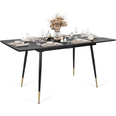 MEUBLE COSY Esstisch Ausziehbar Küchentisch für 4-6 Personen Retro Industrial Esszimmertisch Metallgestell für Esszimmer, Küche, 120-160x80x75cm, Schwarz + Goldfarben MEUBLE COSY Esstisch Ausziehbar Küchentisch für 4-6 Personen Retro Industrial Esszimmertisch Metallgestell für Esszimmer, Küche, 120-160x80x75cm, Schwarz + Goldfarben