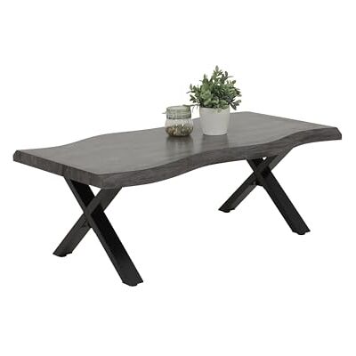 Hela Tische , Baumkantentisch, Couchtisch Gerd, X-Gestell Metall Schwarz, Wabenplatte melaminbeschichtet, Dekor Akazie Grau, 110x60cm Hela Tische , Baumkantentisch, Couchtisch Gerd, X-Gestell Metall Schwarz, Wabenplatte melaminbeschichtet, Dekor Akazie Grau, 110x60cm