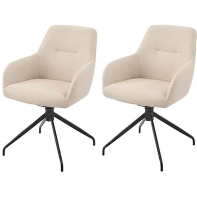 Hela Tische , 2er Set Armlehnenstuhl Esszimmersessel Triest, Bezug Webstoff Beige, Metallgestell 360° drehbar, Sitzschale mit Kipp-/Relaxfunktion, 120kg belastbar Hela Tische , 2er Set Armlehnenstuhl Esszimmersessel Triest, Bezug Webstoff Beige, Metallgestell 360° drehbar, Sitzschale mit Kipp-/Relaxfunktion, 120kg belastbar