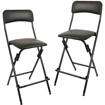 Amazon Klapphocker mit Fußablage, 136,1 kg Traglast, 61 cm hoch, 2 Stück, Schwarz Amazon Klapphocker mit Fußablage, 136,1 kg Traglast, 61 cm hoch, 2 Stück, Schwarz