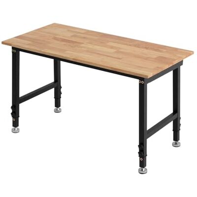 VEVOR Werkbank, 680 kg, Werkstatttisch 122x60 cm große Arbeitsplatte aus Eichenholz, Arbeitstisch mit 67–102 cm Höhenverstellung, Werktisch für Garage, Werkstatt, Zuhause, Büro & Gewerbe VEVOR Werkbank, 680 kg, Werkstatttisch 122x60 cm große Arbeitsplatte aus Eichenholz, Arbeitstisch mit 67–102 cm Höhenverstellung, Werktisch für Garage, Werkstatt, Zuhause, Büro & Gewerbe
