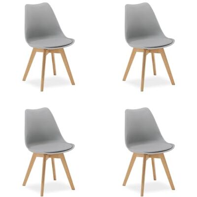 Homestyle4u 4er Set Esszimmerstuhl Grau, Moderne Kunststoff Sitzschale Küchenstuhl Set im Skandinavischen Design, Stabiles Holzgestell, Belastbare Schalenstühle für Esszimmer und Küche Homestyle4u 4er Set Esszimmerstuhl Grau, Moderne Kunststoff Sitzschale Küchenstuhl Set im Skandinavischen Design, Stabiles Holzgestell, Belastbare Schalenstühle für Esszimmer und Küche
