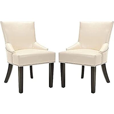 SAFAVIEH Set of 2 Ottoman, in Cream and Leather, 65 X 55 X 90 SAFAVIEH Set of 2 Ottoman, in Cream and Leather, 65 X 55 X 90