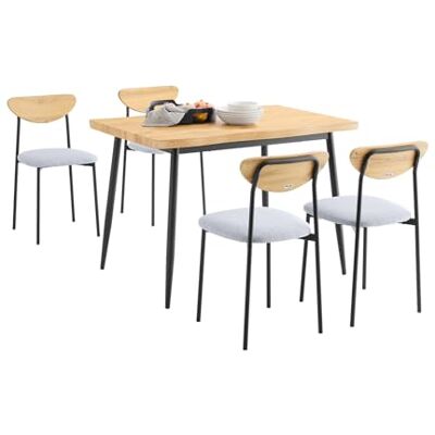 SoBuy Essgruppe mit 4 Stühlen, ergonomisch & kompakt, 110×76×70cm Esstisch Set, Tisch 50 kg/Stuhl 150 kg Tragkraft, bequeme Polsterstühle, MDF/Stahl, Esszimmer & Küche & Wohnzimmer, OGT52-N SoBuy Essgruppe mit 4 Stühlen, ergonomisch & kompakt, 110×76×70cm Esstisch Set, Tisch 50 kg/Stuhl 150 kg Tragkraft, bequeme Polsterstühle, MDF/Stahl, Esszimmer & Küche & Wohnzimmer, OGT52-N