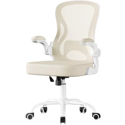 SONGMICS Bürostuhl ergonomisch, Drehstuhl mit Netzgewebe, Schreibtischstuhl mit Lendenstütze, Wippfunktion, klappbare Armlehnen, für Arbeitszimmer, Schlafzimmer, cappuccinobeige-wolkenweiß OBN042LH02 SONGMICS Bürostuhl ergonomisch, Drehstuhl mit Netzgewebe, Schreibtischstuhl mit Lendenstütze, Wippfunktion, klappbare Armlehnen, für Arbeitszimmer, Schlafzimmer, cappuccinobeige-wolkenweiß OBN042LH02
