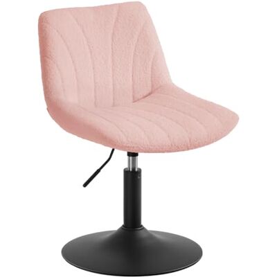 VASAGLE Schminkhocker, Schminkstuhl mit Rückenlehne, höhenverstellbar, um 360° drehbar, für Schlafzimmer, Esszimmer, Sherpa-Bezug, Pastellrosa LJB160S101 VASAGLE Schminkhocker, Schminkstuhl mit Rückenlehne, höhenverstellbar, um 360° drehbar, für Schlafzimmer, Esszimmer, Sherpa-Bezug, Pastellrosa LJB160S101