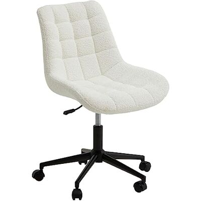 IDIMEX Drehstuhl VASILO mit Bouclé Stoffbezug, Weiß Schreibtischstuhl höhenverstellbar, bequem gepolstert mit Teddy Stoffbezug Metallgestell mit 5 Doppelrollen Schminkstuhl für Schlafzimmer oder Homeoffice IDIMEX Drehstuhl VASILO mit Bouclé Stoffbezug, Weiß Schreibtischstuhl höhenverstellbar, bequem gepolstert mit Teddy Stoffbezug Metallgestell mit 5 Doppelrollen Schminkstuhl für Schlafzimmer oder Homeoffice