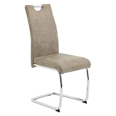 Hela Tische , Freischwinger, Küchenstuhl Flora, Kunstleder Beige, Griffmulde, Metallgestell verchromt, 42x57x98 cm Hela Tische , Freischwinger, Küchenstuhl Flora, Kunstleder Beige, Griffmulde, Metallgestell verchromt, 42x57x98 cm