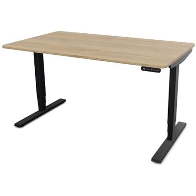 Assmann Höhenverstellbarer Schreibtisch elektrisch, 120x80cm, TÜV-geprüft stufenlos verstellbar mit Aufprallschutz, ergonomischer Schreibtisch Made in Germany, abgerundete Ecken, Eiche Natura/Schwarz Assmann Höhenverstellbarer Schreibtisch elektrisch, 120x80cm, TÜV-geprüft stufenlos verstellbar mit Aufprallschutz, ergonomischer Schreibtisch Made in Germany, abgerundete Ecken, Eiche Natura/Schwarz