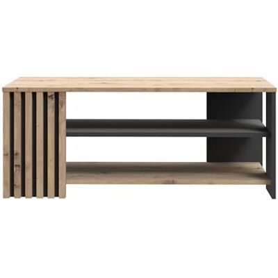 Forte Cardigan Couchtisch 110, moderner Sofatisch mit Ablage und Lamellendesign, Wohnzimmer, Holzwerkstoff, Artisan Eiche Holzdekor Schwarz, 110 cm breit x 45 cm hoch x 60 cm tief Forte Cardigan Couchtisch 110, moderner Sofatisch mit Ablage und Lamellendesign, Wohnzimmer, Holzwerkstoff, Artisan Eiche Holzdekor Schwarz, 110 cm breit x 45 cm hoch x 60 cm tief
