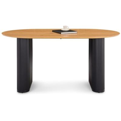 IDIMEX Esstisch Maxim schwarz/eicheoptik moderner Tisch 160 x 90 cm, Design Küchentisch oval mit Säulenbeinen und Lamellen, Esszimmertisch für 6 Personen IDIMEX Esstisch Maxim schwarz/eicheoptik moderner Tisch 160 x 90 cm, Design Küchentisch oval mit Säulenbeinen und Lamellen, Esszimmertisch für 6 Personen