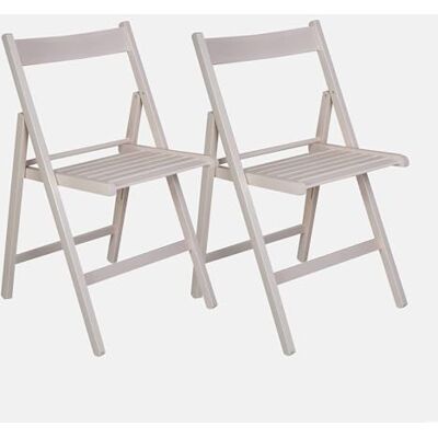 Dmora Set mit 2 modernen Klappstühlen aus Holz, für Balkon oder Garten, cm 42x48h79, Sitzhöhe cm 47, Farbe weiß Dmora Set mit 2 modernen Klappstühlen aus Holz, für Balkon oder Garten, cm 42x48h79, Sitzhöhe cm 47, Farbe weiß