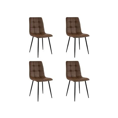 SAM 4er Set Esszimmerstuhl ULF, Stoffbezug braun, Schwarze Metallfüße Schalenstuhl im skandinavischen Stil, quadratische Absteppungen, pflegeleichter Stuhl SAM 4er Set Esszimmerstuhl ULF, Stoffbezug braun, Schwarze Metallfüße Schalenstuhl im skandinavischen Stil, quadratische Absteppungen, pflegeleichter Stuhl