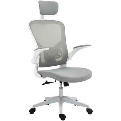 Vinsetto Bürostuhl mit Wippfunktion Kopfstütze Grau 65 x 64 x 114-122 cm Vinsetto Bürostuhl mit Wippfunktion Kopfstütze Grau 65 x 64 x 114-122 cm